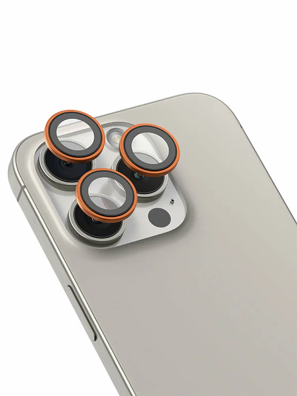 Защитное стекло камеры BlueO на iPhone 15 Pro Max, оранжевый