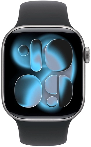 Apple Watch Series 11 42 мм, «серый космос», ремешок черного цвета, размер S/M